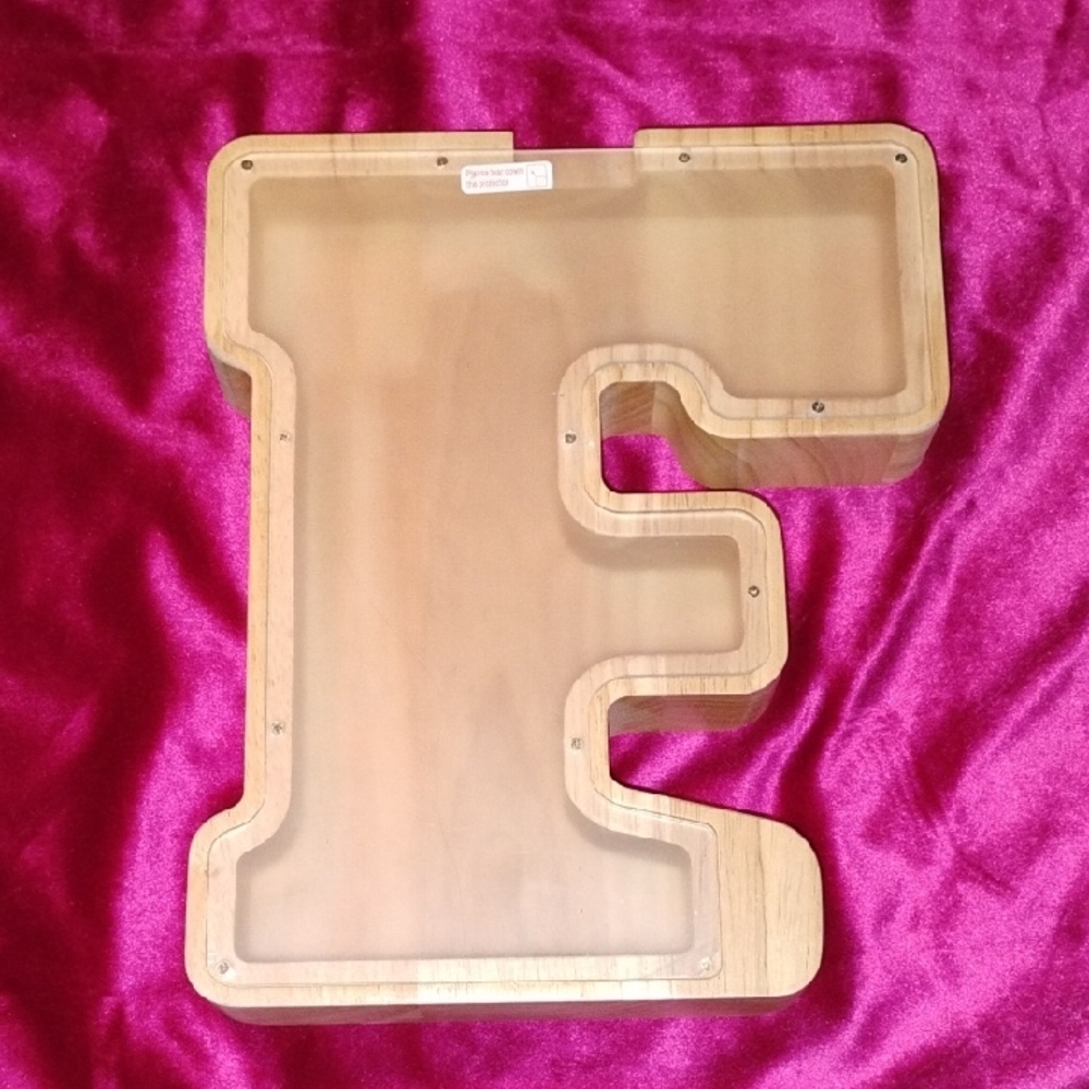 Wooden Letter F Piggy Bank